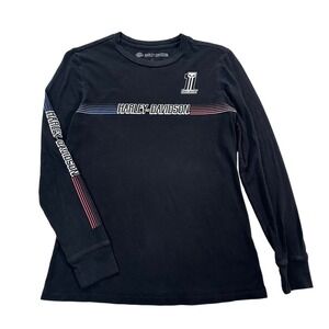 Harley Davidson Womens Black Long Sleeve Graphic T Shirt Size Small Motorcycle